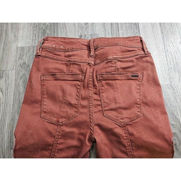 White House Black Market Womens Size 0 Short Skinny Ankle High Rise Red Jeans - Picture 3 of 12